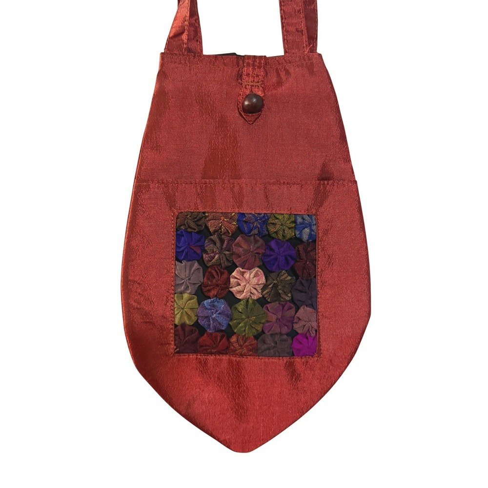 Unbranded Thai Silk Shoulder Bag Womens Small Red Handcrafted Tote Whimsigoth‎